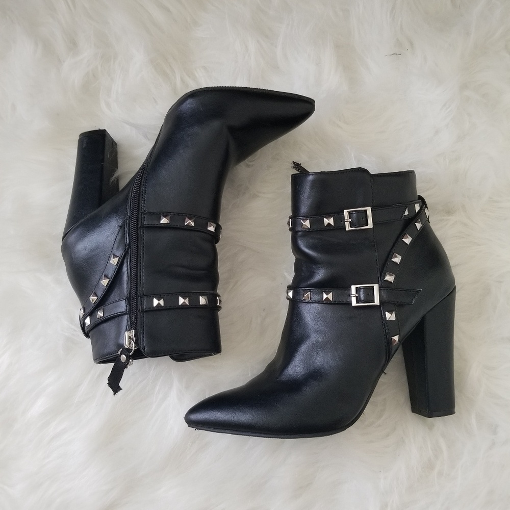 Studded, Black Booties